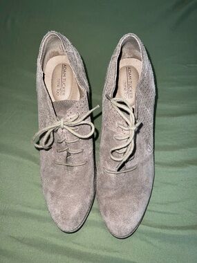 Adam Tucker Women's Taupe Suede Lace-Up Oxford Booties